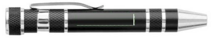 Zaklamp en schroevendraaier Olivia | Aluminium | 2-in-1 — drukvlak naast de clip linkshandig