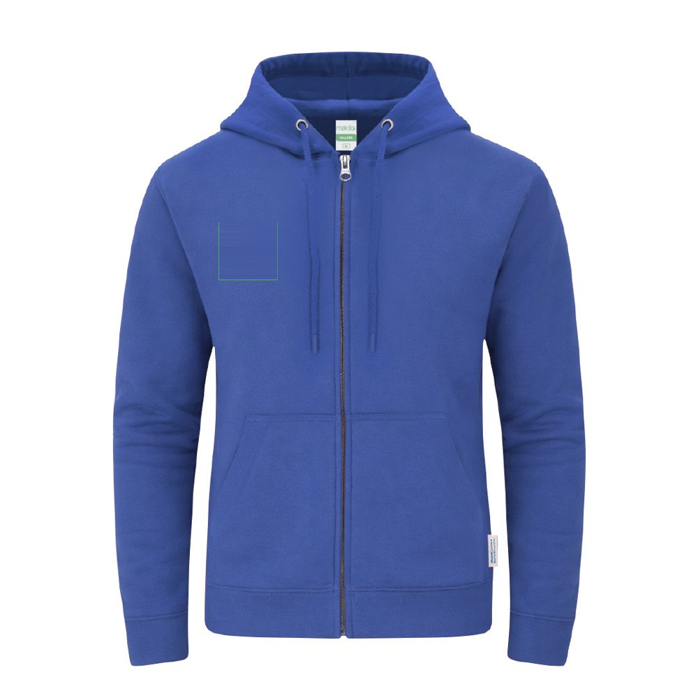 Volwassene Hooded + Rits Sweatshirt Walder — drukvlak rechterborst