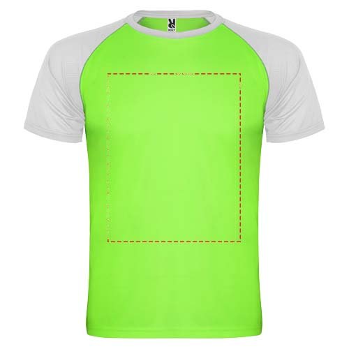 Indianapolis 140 g/m² unisex sportshirt met korte mouwen — drukvlak impact volledige voorzijde