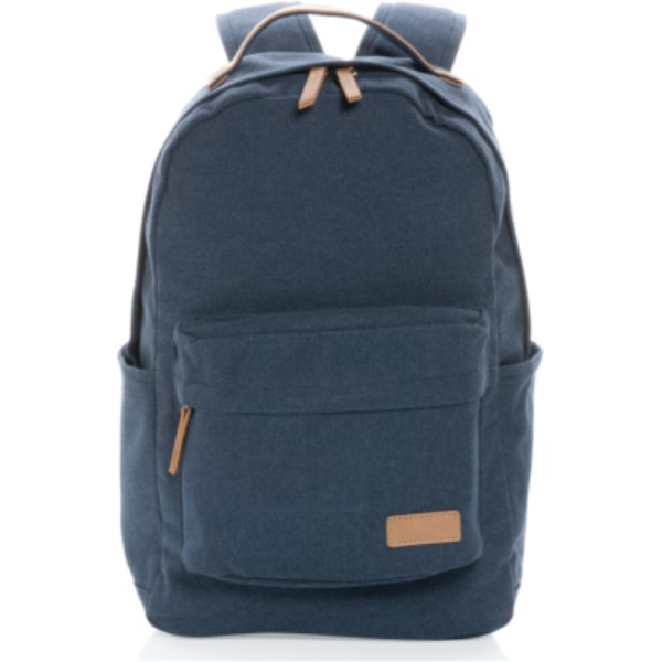 Impact AWARE™ 16 oz. recycled canvas laptop rugzak — drukvlak artikel voorzijde onder