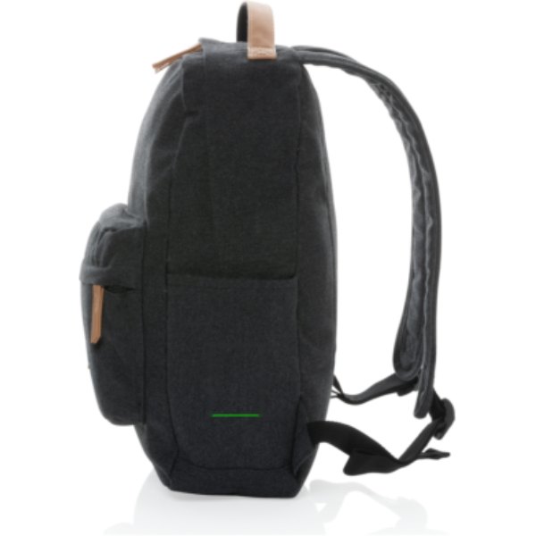 Impact AWARE™ 16 oz. recycled canvas laptop rugzak — drukvlak artikel zijkant rechts