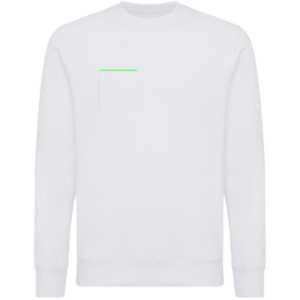 IQONIQ Etosha lichtgewicht gerecycled katoen sweater — drukvlak borst rechterzijde