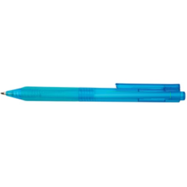 X9 frosted pen met siliconen grip — drukvlak naast clip
