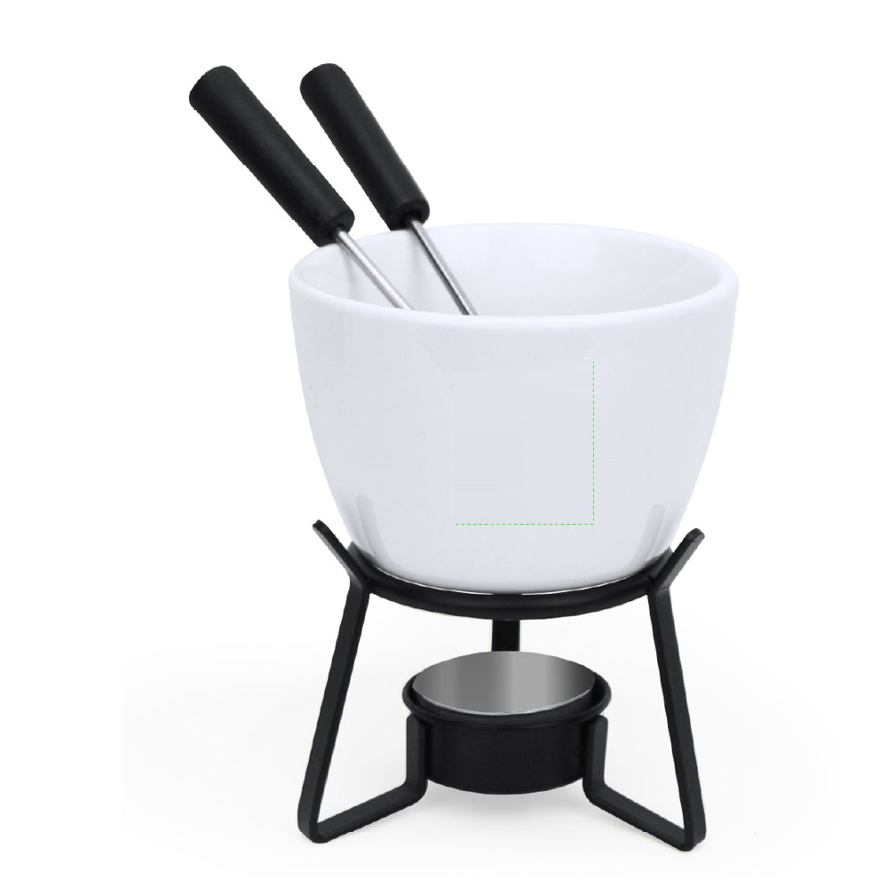Fondue Helvet — drukvlak achterkant van de kom