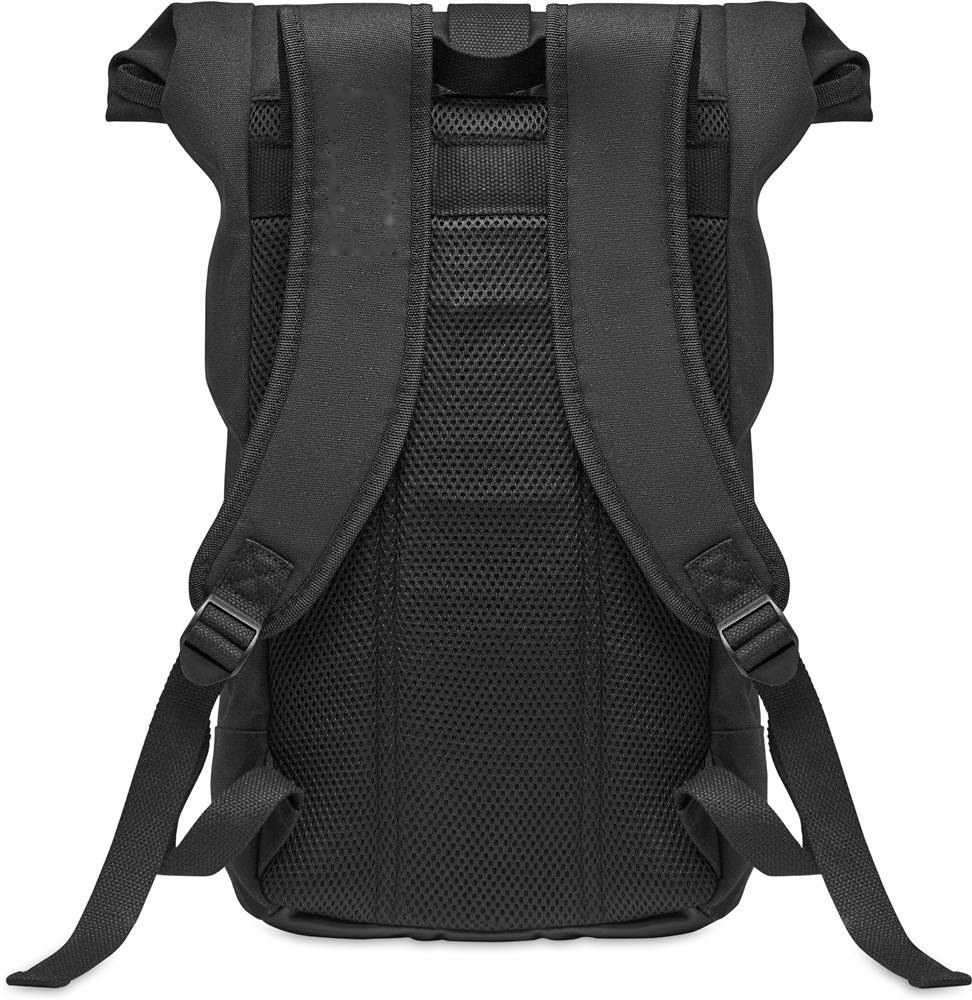 ZURICH ROLL - Rolltop gewassen canvas rugzak — drukvlak schouder band links