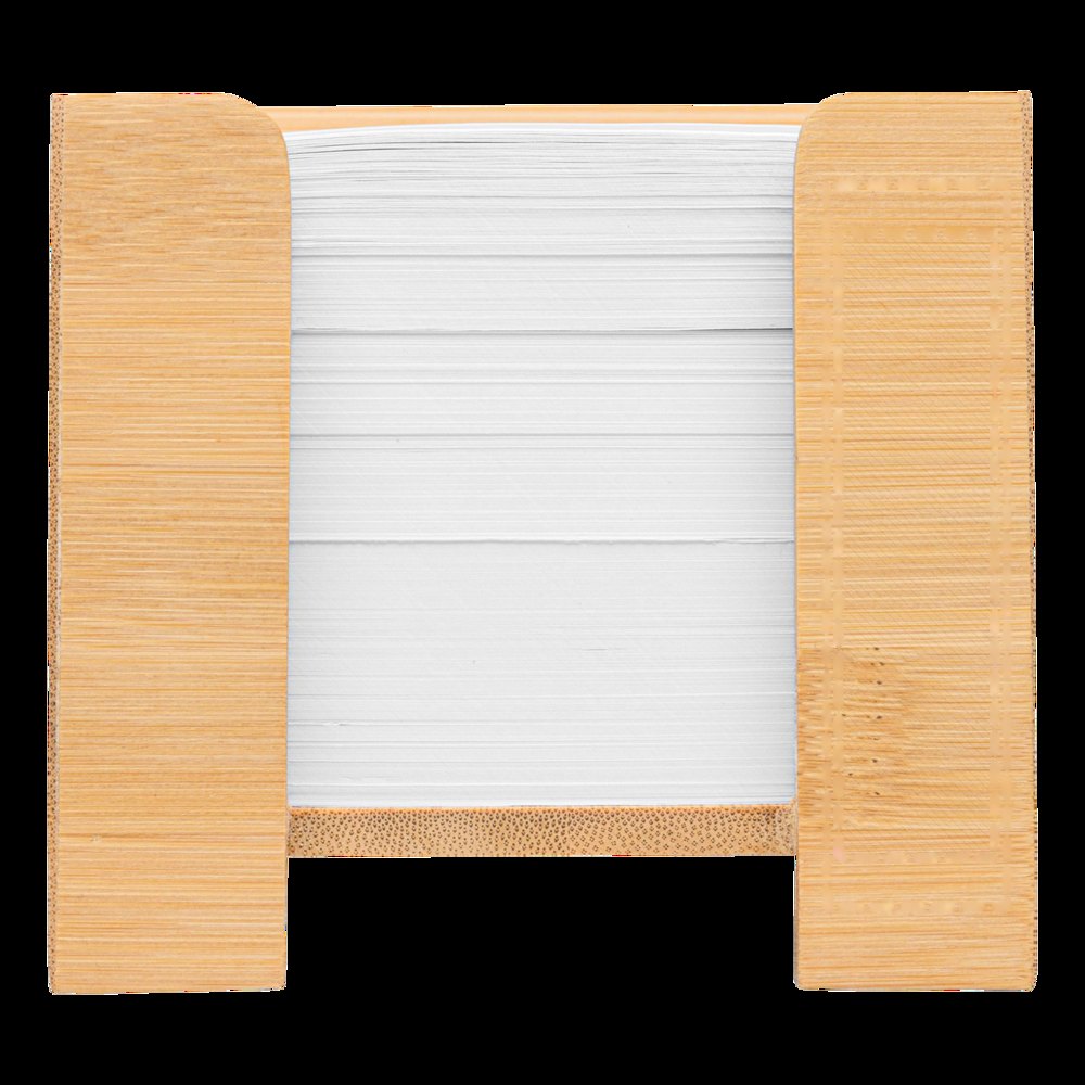 NEVER FORGET BAMBOO - Notitieblocbox — drukvlak gecentreerd op de rechts zijde van de voorzijde