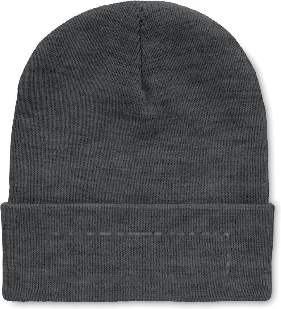 POLO RPET - RPET Beanie met omslag — drukvlak voorzijde onderzijde