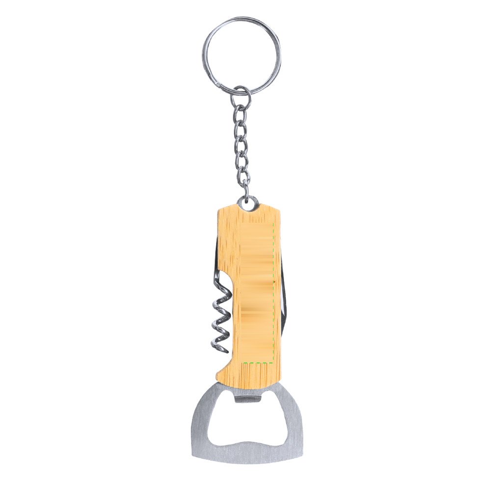 Sleutelhanger Opener Jilar — drukvlak achterzijde houten handvat