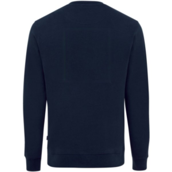 IQONIQ Zion gerecycled katoen sweater — drukvlak artikel achterzijde