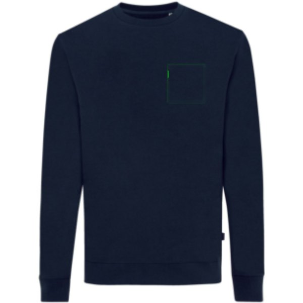 IQONIQ Zion gerecycled katoen sweater — drukvlak borst linkerzijde