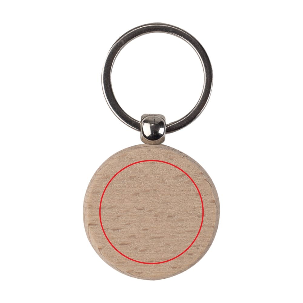 Sleutelhanger hout rond Ø40mm — drukvlak op de voorkant