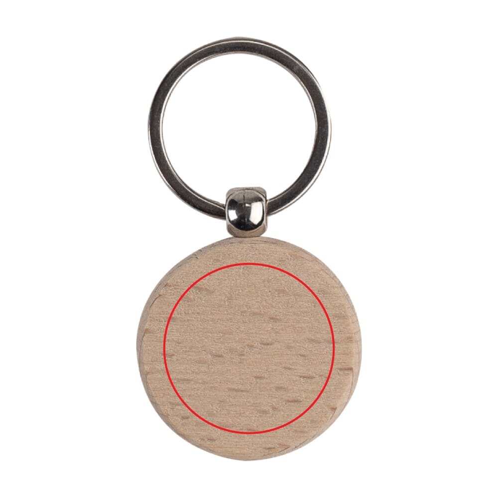 Sleutelhanger hout rond Ø40mm — drukvlak op de achterkant