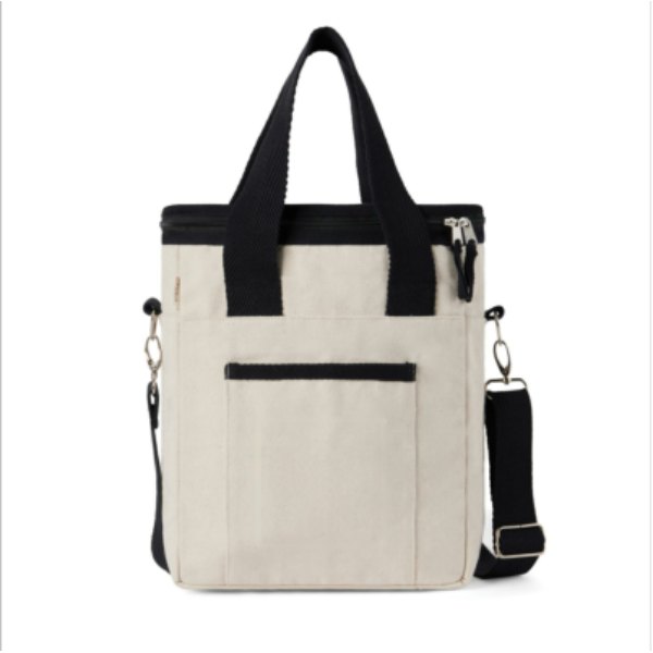 VINGA Volonne AWARE™ recycled canvas koeltas/tote — drukvlak artikel voorzijde