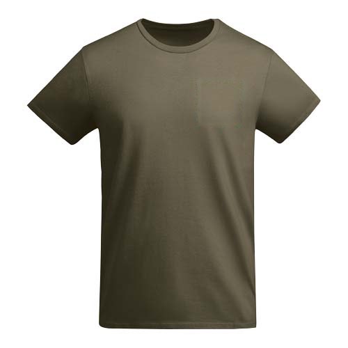 Breda 175 g/m² biologisch katoenen herenshirt met korte mouwen — drukvlak linker borst