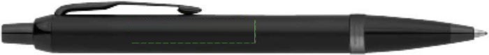 Parker IM Vibrant Rings PVD balpen — drukvlak naast de clip linkshandig