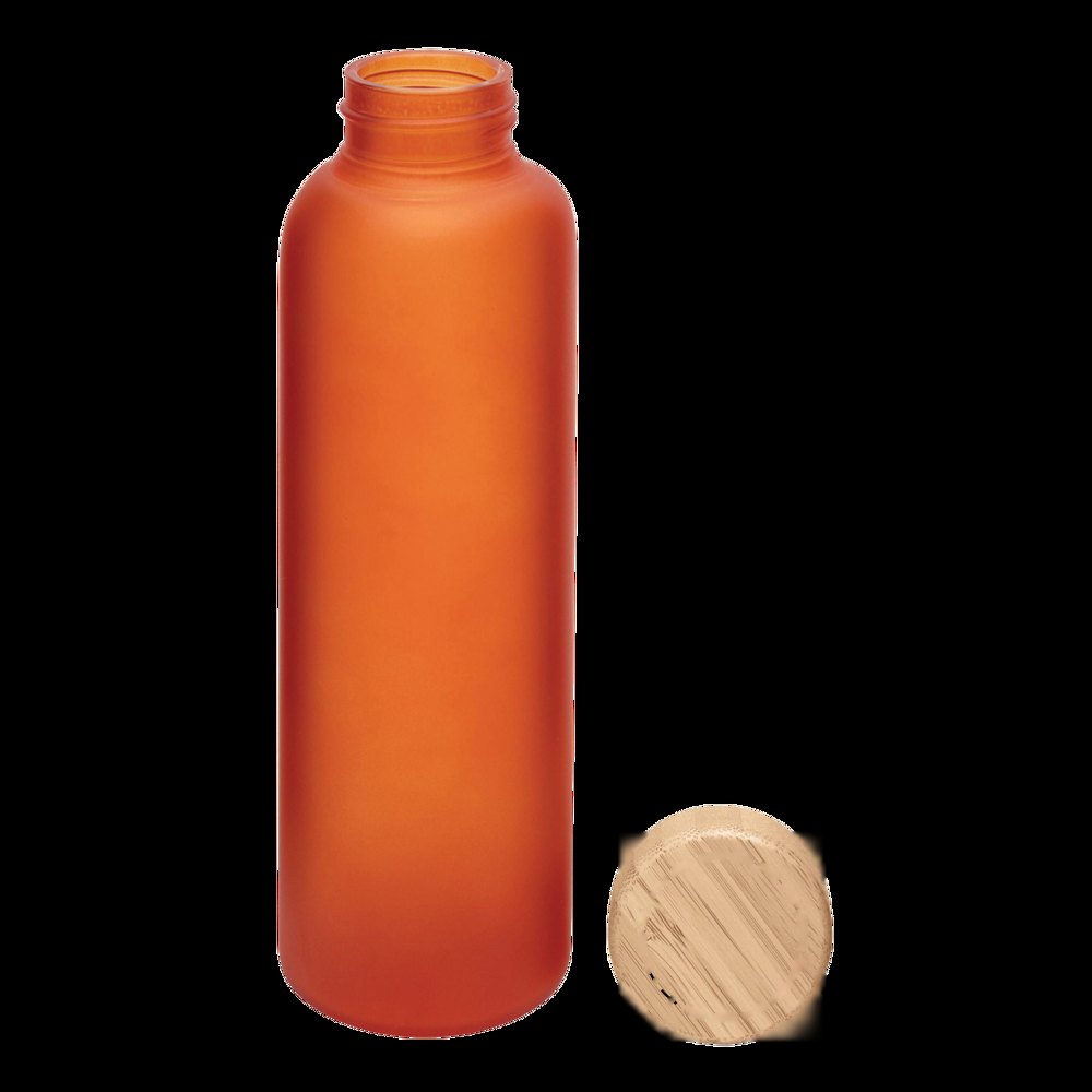 TAKE FROSTY - Glazen drinkfles — drukvlak gecentreerd op de deksel