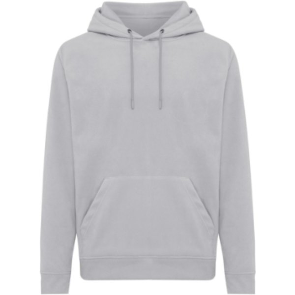 IQONIQ Trivor gerecycled polyester fleece hoodie — drukvlak borst linkerzijde