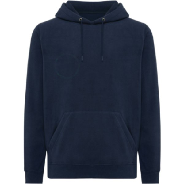 IQONIQ Trivor gerecycled polyester fleece hoodie — drukvlak borst rechterzijde