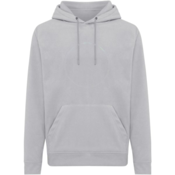 IQONIQ Trivor gerecycled polyester fleece hoodie — drukvlak artikel voorzijde