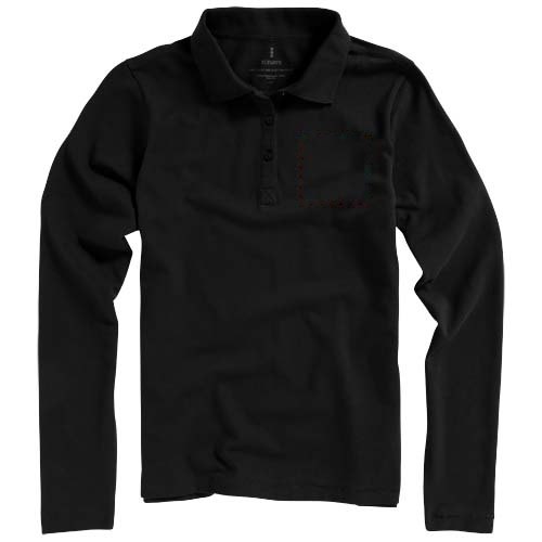 Calgary 180 g/m² damespolo met lange mouwen — drukvlak linker borst