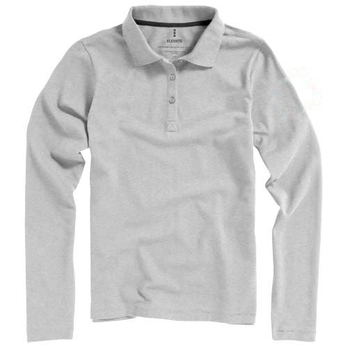 Calgary 180 g/m² damespolo met lange mouwen — drukvlak linker bicep