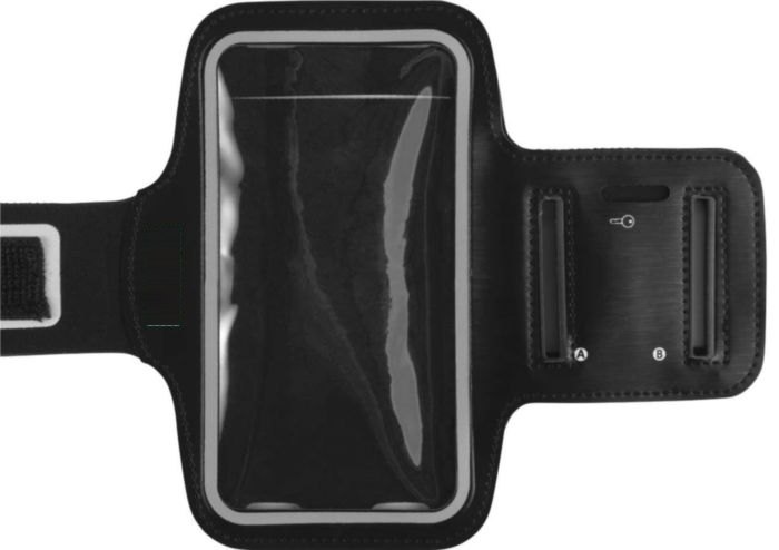 Telefoonarmband Danny | Kunststof en klittenband — drukvlak zijkant links
