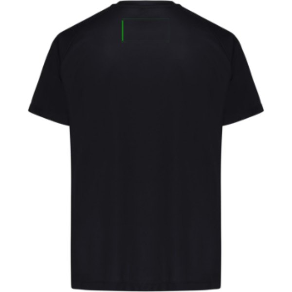 IQONIQ Tikal gerecycled polyester sneldrogend sport t-shirt — drukvlak artikel achterzijde boven