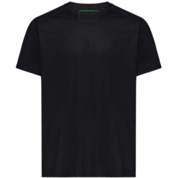 IQONIQ Tikal gerecycled polyester sneldrogend sport t-shirt — drukvlak in de nek