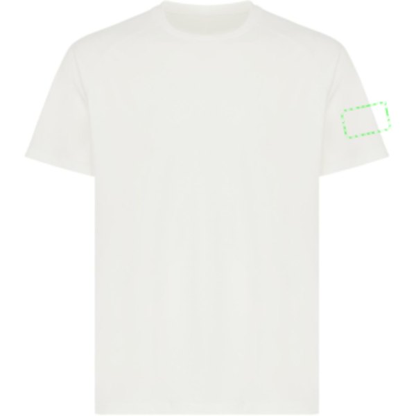IQONIQ Tikal gerecycled polyester sneldrogend sport t-shirt — drukvlak mouw links
