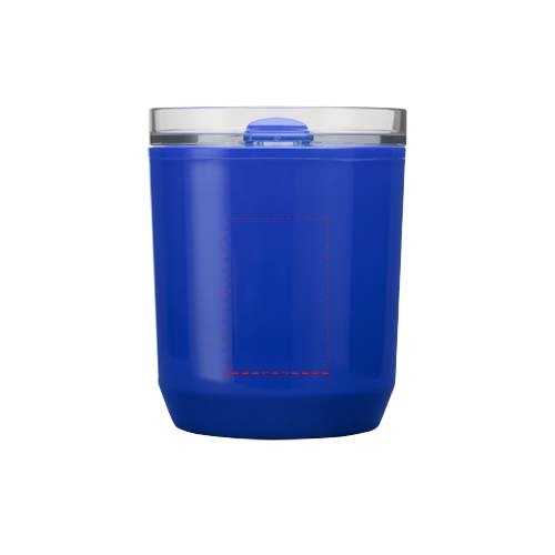Hudson 180 ml dubbelwandige beker van gerecycled plastic — drukvlak voorzijde
