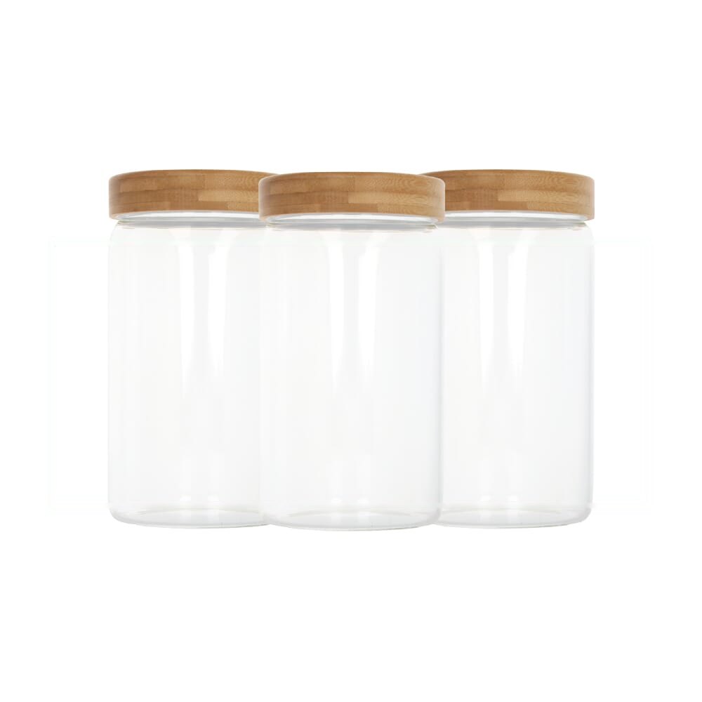 Canister glas & bamboe 1200ml — drukvlak rondom