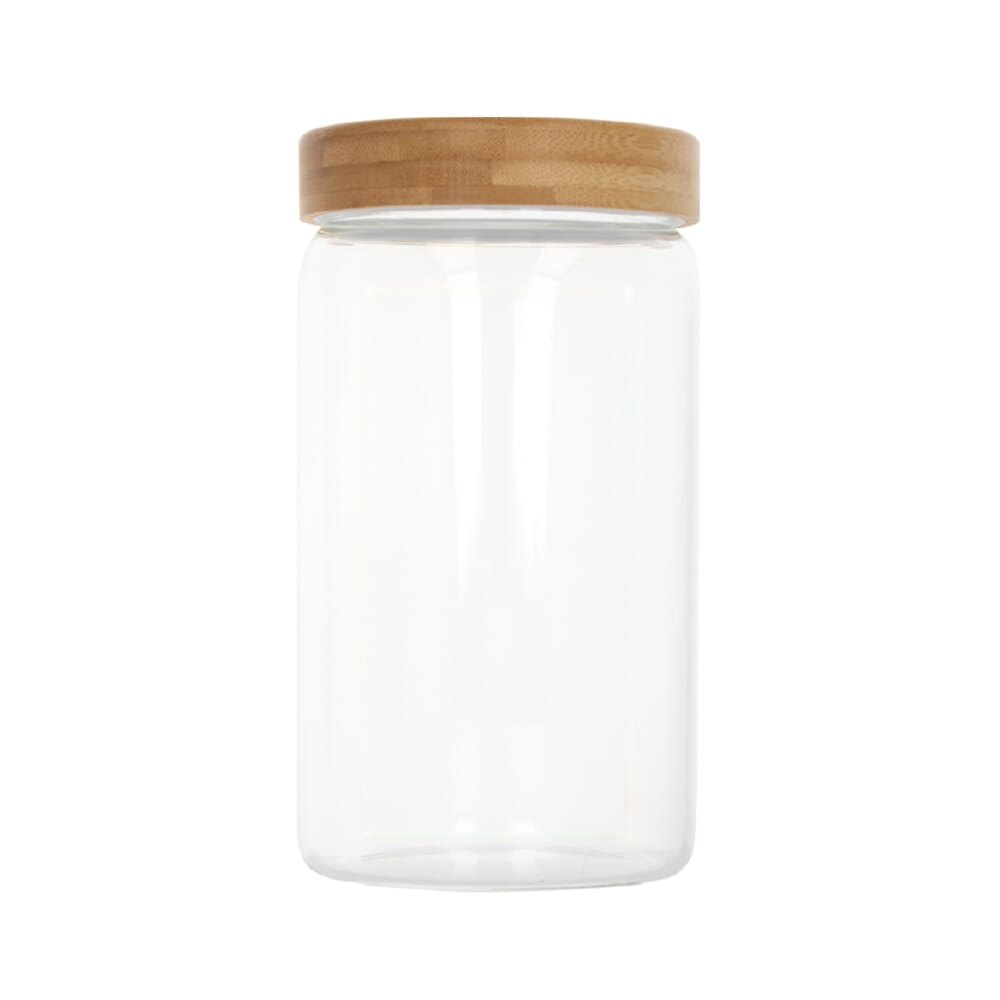 Canister glas & bamboe 1200ml — drukvlak op de zijkant
