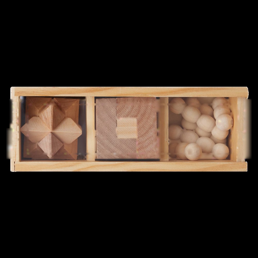 BRAIN POWER - Houten puzzel-set — drukvlak gecentreerd op de deksel
