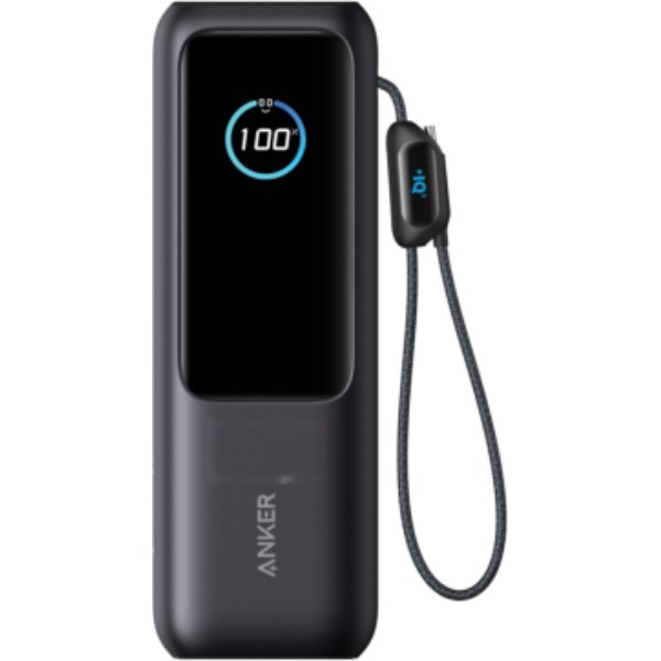 Anker Powerbank 25.000 mAh 165W met ingebouwde kabel — drukvlak artikel voorzijde
