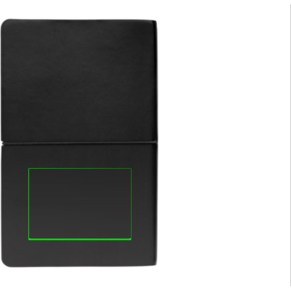 Moderne deluxe softcover notitieboek A5 — drukvlak artikel achterzijde beneden
