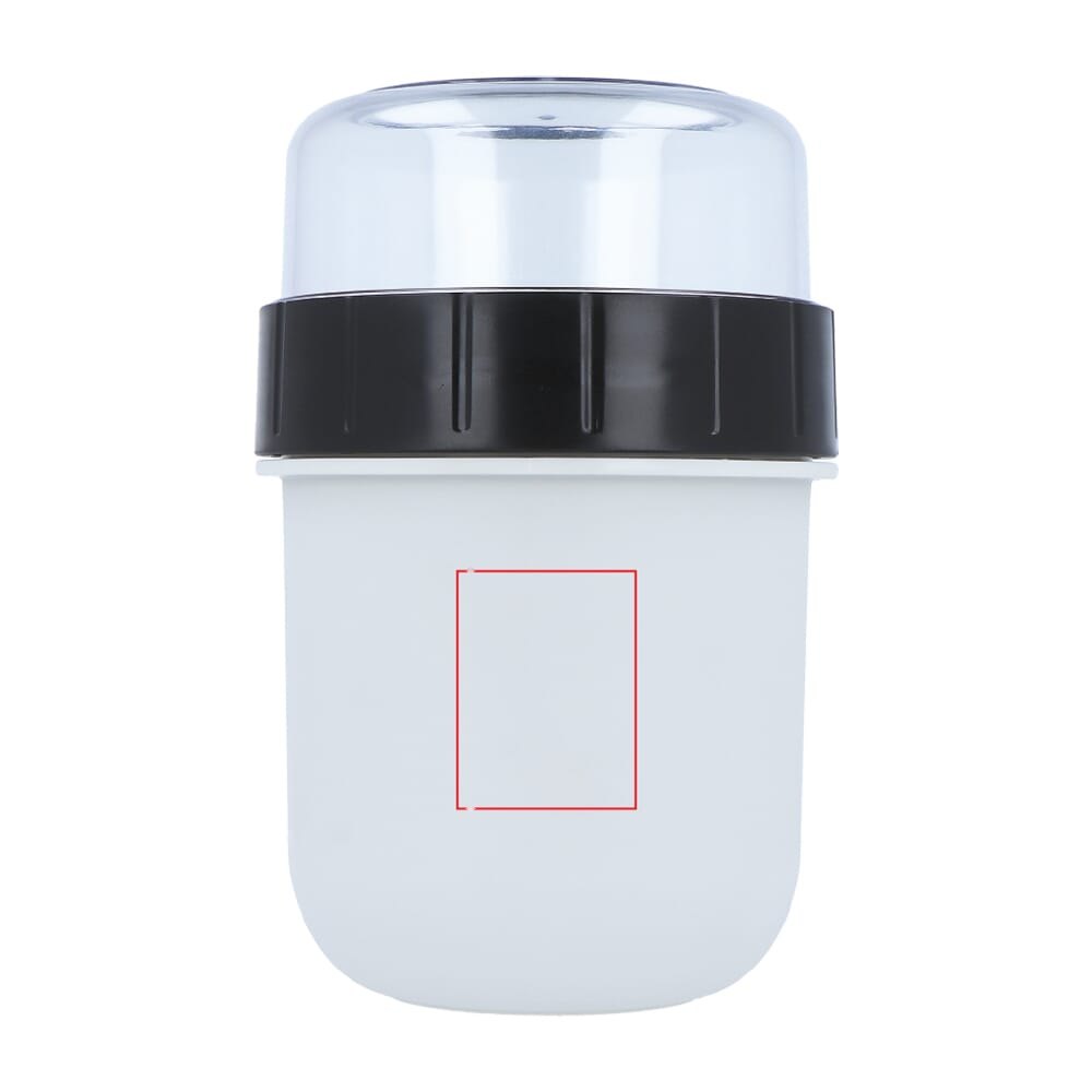 Lunchbeker to-go 520+230ml — drukvlak op de witte behuizing