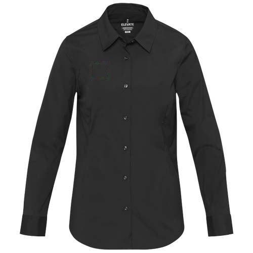 Carnelian 133 g/m² poplin damesshirt — drukvlak rechter borst