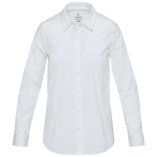 Carnelian 133 g/m² poplin damesshirt — drukvlak linker borst