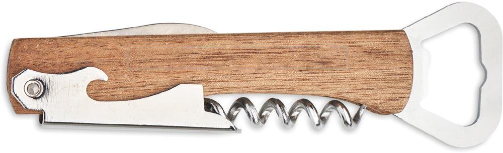 WOOL - 3 in 1 acacia flesopener — drukvlak zijde 2 bovenzijde