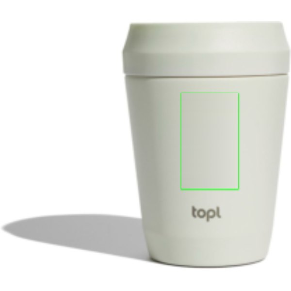 Topl Recycled Staal To Go beker gepatenteerd 360 Lid 235ml — drukvlak artikel voorzijde