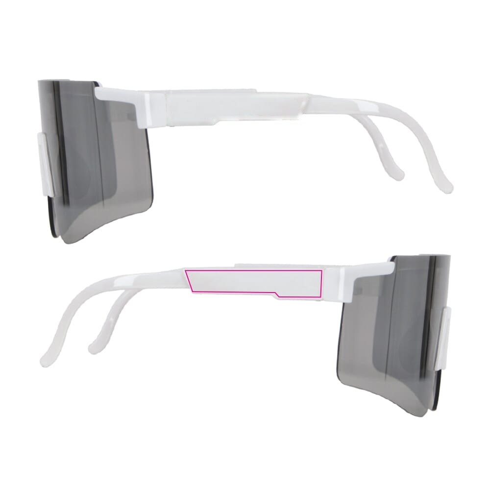 Tom R-PC sportzonnebril met spiegelende glazen UV400 — drukvlak 1 cm van linker- en rechterscharnier