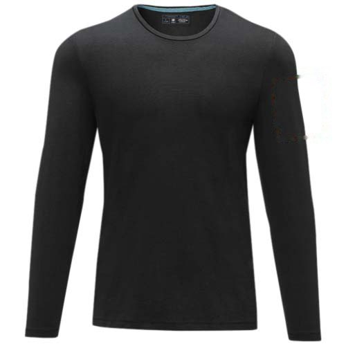 Ponoka biologisch heren t-shirt met lange mouwen — drukvlak linker bicep