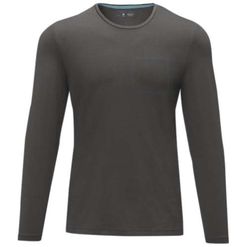 Ponoka biologisch heren t-shirt met lange mouwen — drukvlak linker borst