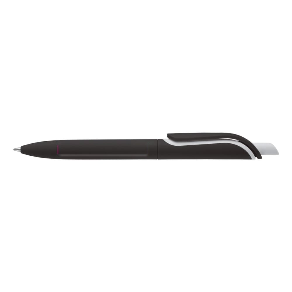 Balpen Click Shadow soft touch Made in Germany — drukvlak 90 graden onder de clip