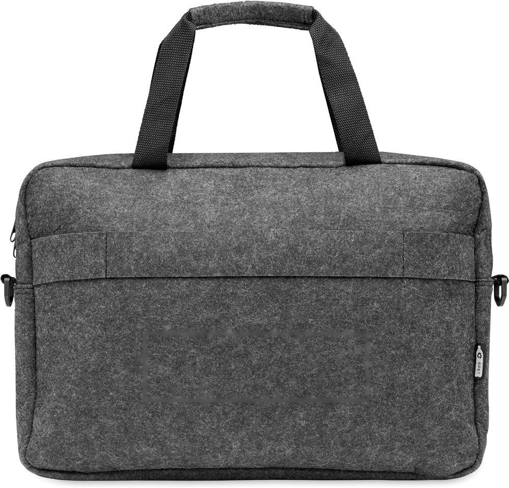 PLANA - 15 inch RPET vilten laptoptas — drukvlak achterzijde