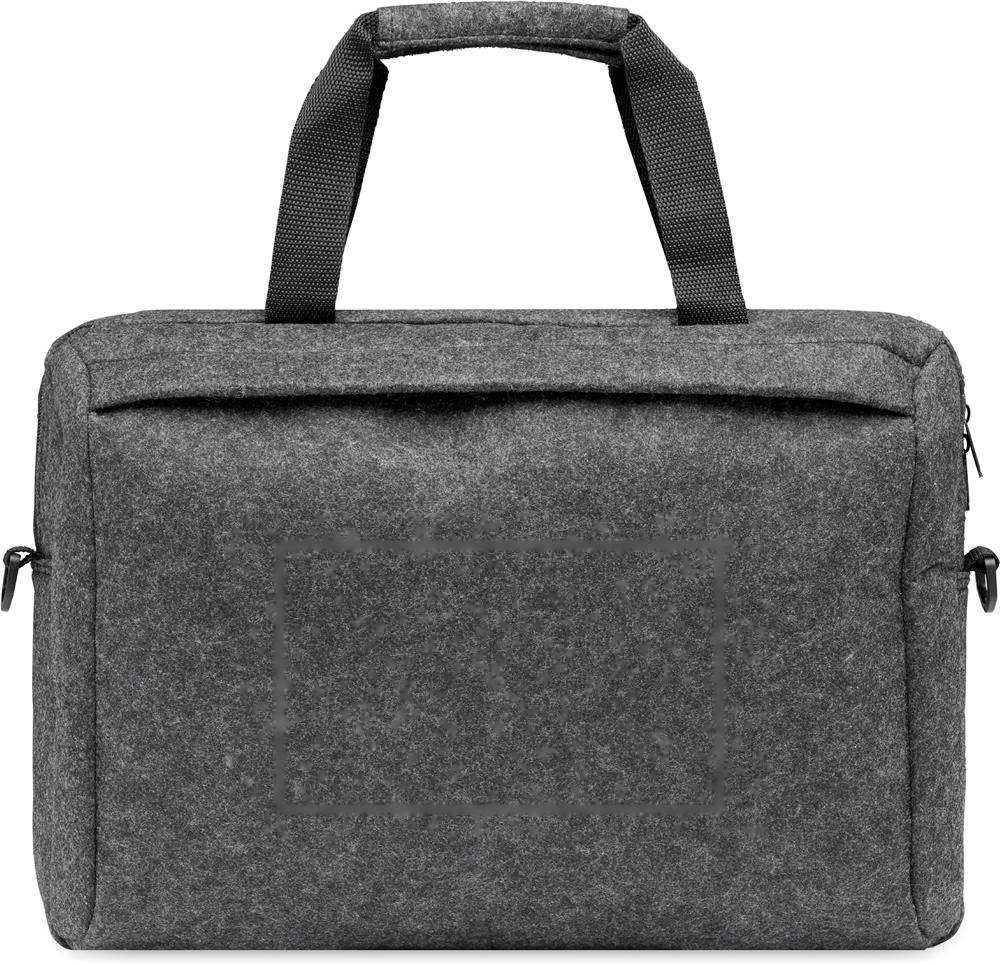 PLANA - 15 inch RPET vilten laptoptas — drukvlak voorzijde