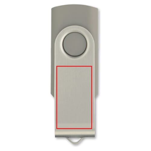 USB stick 2.0 Twister 4GB — drukvlak breed op metalen clip
