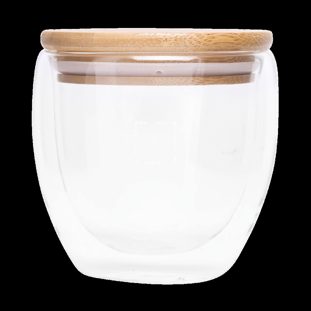 BAMBOO ART S - Dubbelwandig glas, inhoud ca. 250 ml. — drukvlak gecentreerd op de boven deel van de glass
