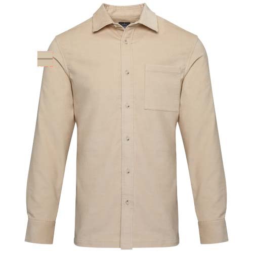 Alum 252 g/m² corduroy unisex overhemd — drukvlak rechter bicep