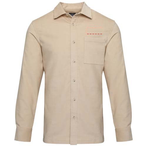 Alum 252 g/m² corduroy unisex overhemd — drukvlak linker borst